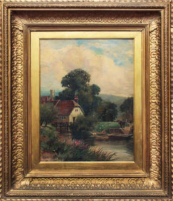 Кинг Генри Джон. Пейзаж с домом и рекой